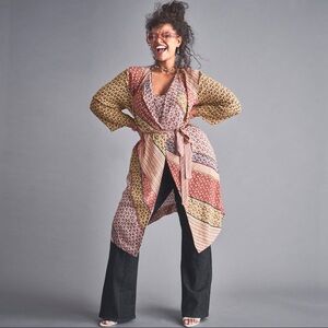 CAbi Poet Jacket Multi Color Print Sz Large Kimono